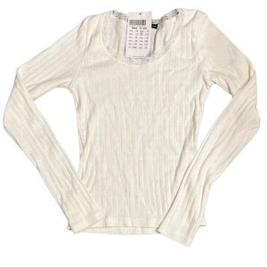 Brandy Melville McKenna Eyelet Lace Trim Top